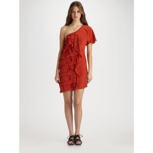 Sachin + Babi For Ankasa Saffron Francis Tiered Silk‎ One Shoulder Dress~ 4~$595